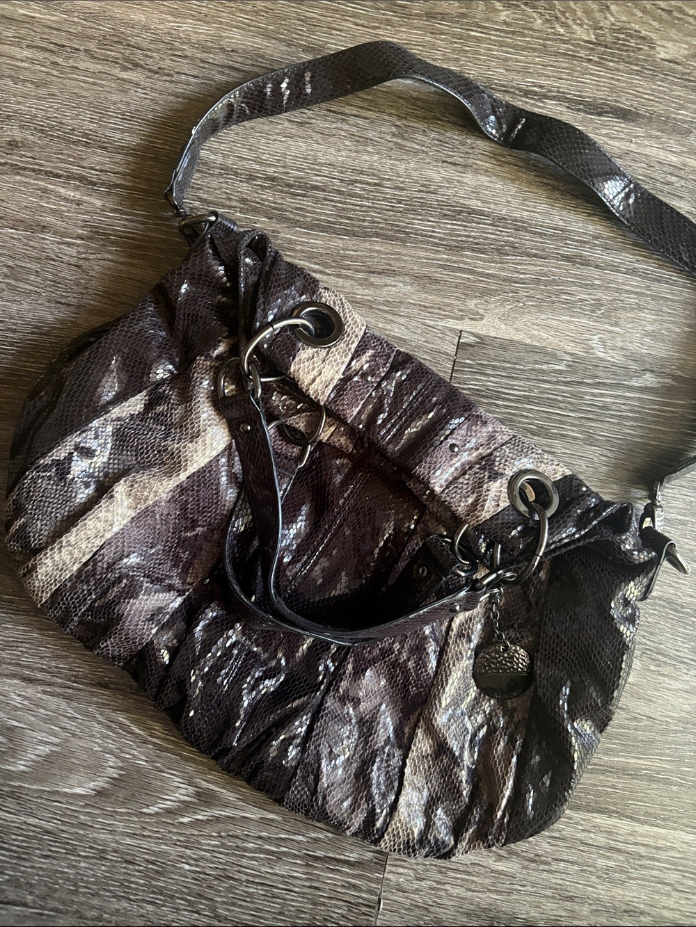 Y2K Nine West Snakeskin Patchwork Slouchy Purse